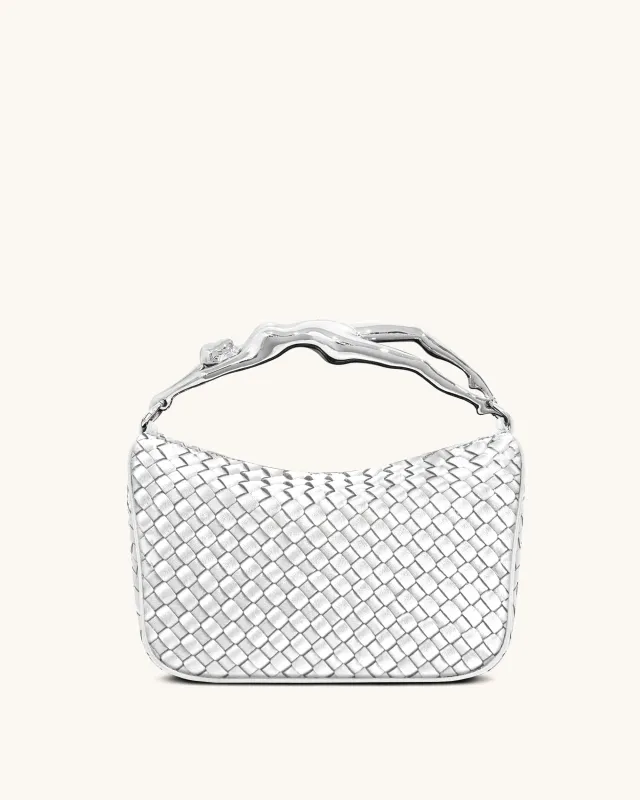 Jenny Woven Human-shaped Handle Handbag - Silver sold by JW PEI
