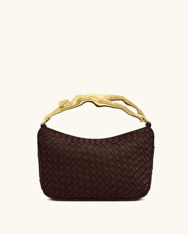 Jenny Woven Human-shaped Handle Handbag - Caramel Brown sold by JW PEI