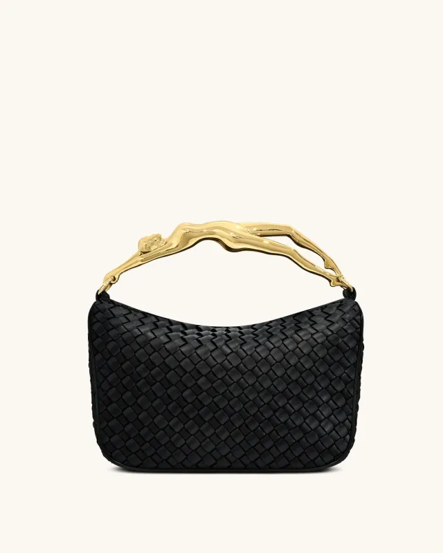 Jenny Woven Human-shaped Handle Handbag - Black sold by JW PEI
