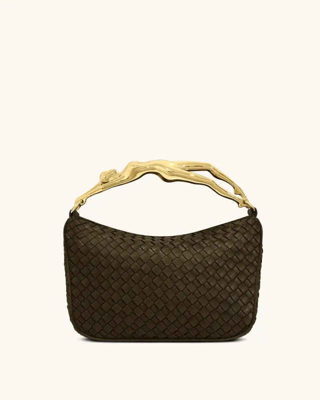 Jenny Woven Human-shaped Handle Handbag - Olive Green sold by JW PEI
