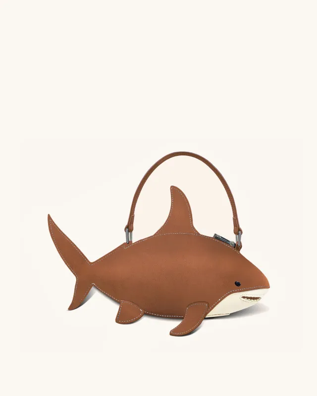 Nerys Faux Suede Shark Look Top Handle Bag - Brown sold by JW PEI