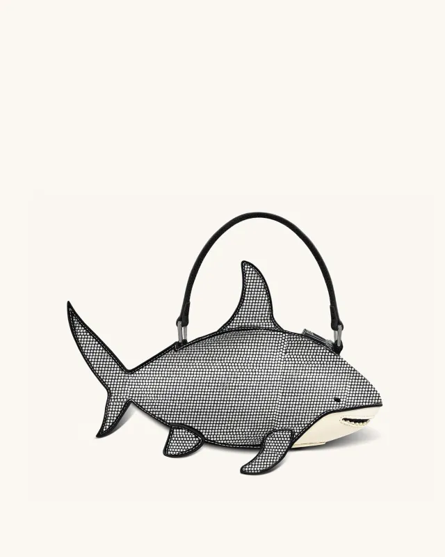 Nerys Artificial Crystal Shark Top Handle Bag - Black sold by JW PEI