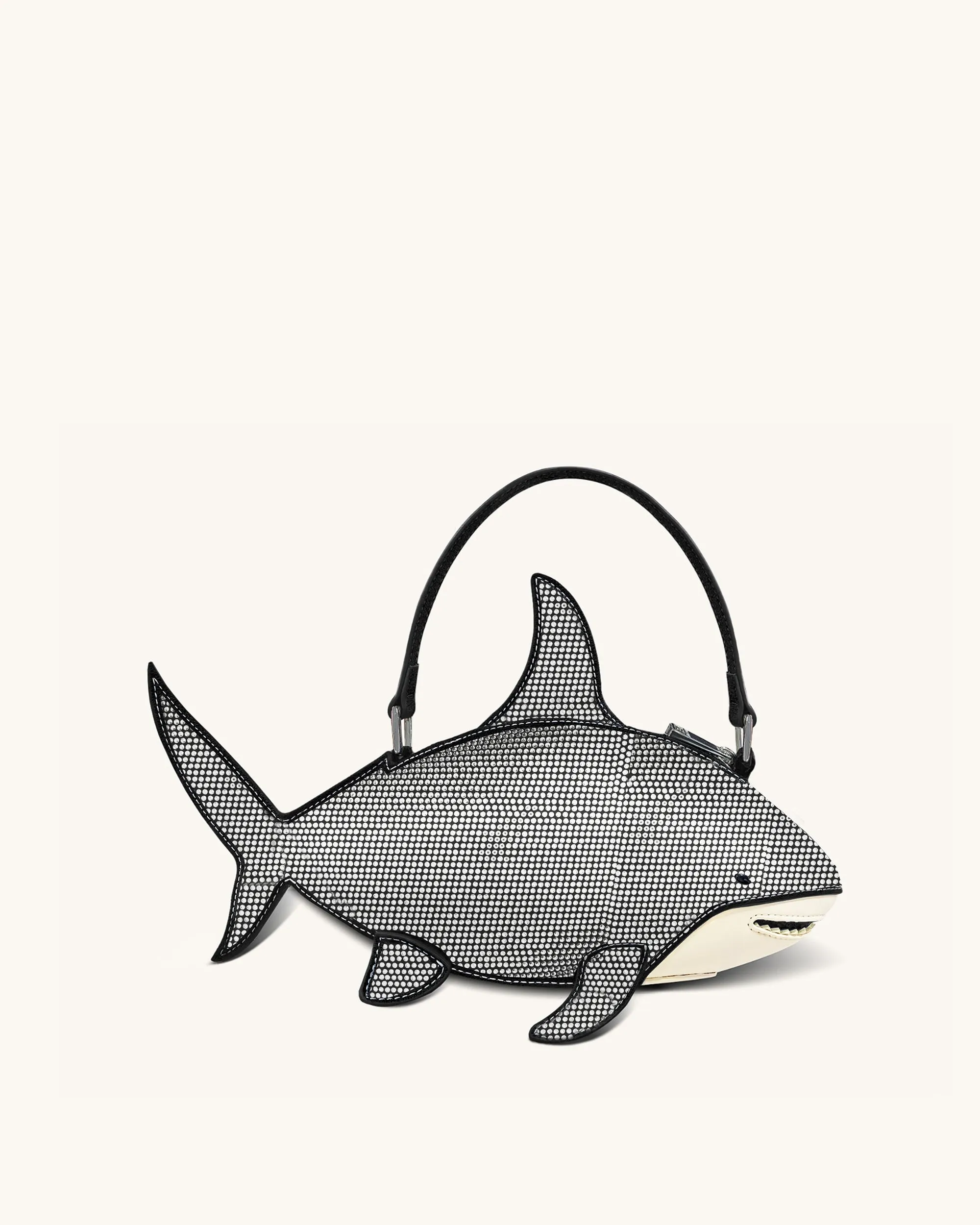 Nerys Artificial Crystal Shark Top Handle Bag - Black sold by JW PEI