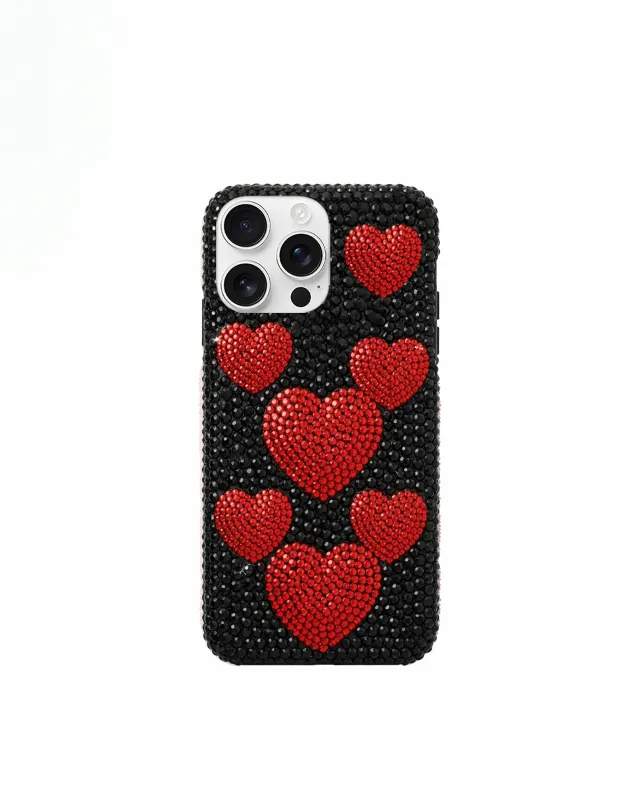 Red Heart Artificial Crystal Phone Case – Black sold by JW PEI