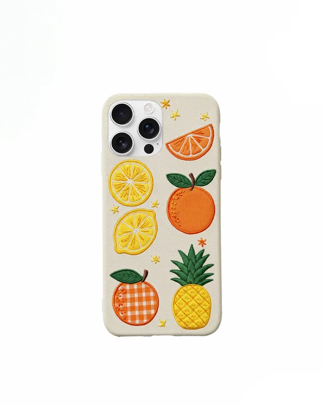 Embroidered Fruit Canvas Phone Case – Neutral sold by JW PEI