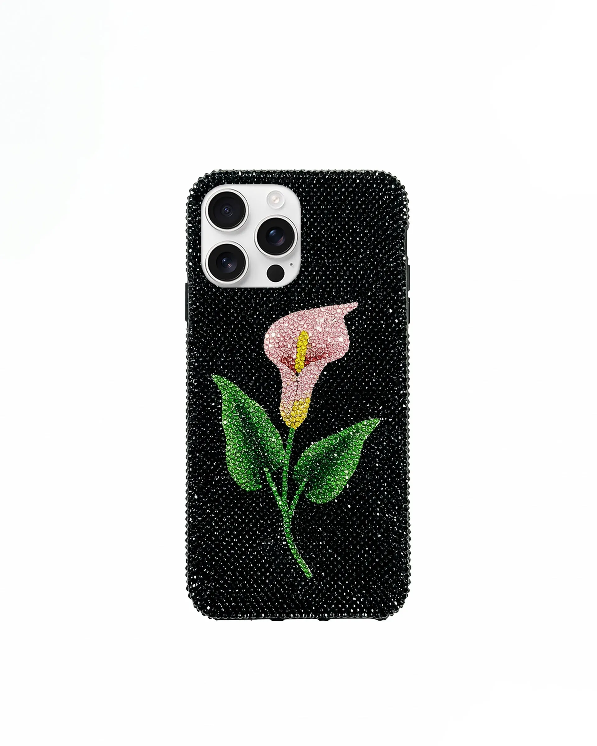 Floral Artificial Crystal Phone Case – Black sold by JW PEI