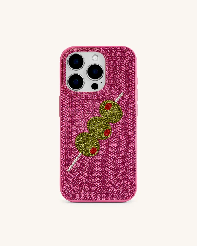 Olive Skewer Rhinestone Phone Case – Pink sold by JW PEI