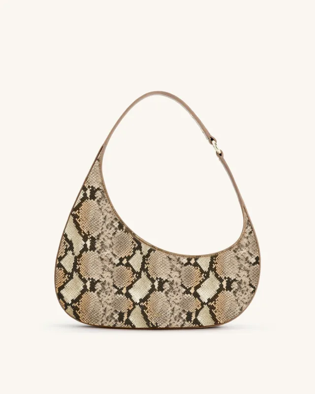 Harlee Snake-Embossed Shoulder Bag - Brown sold by JW PEI