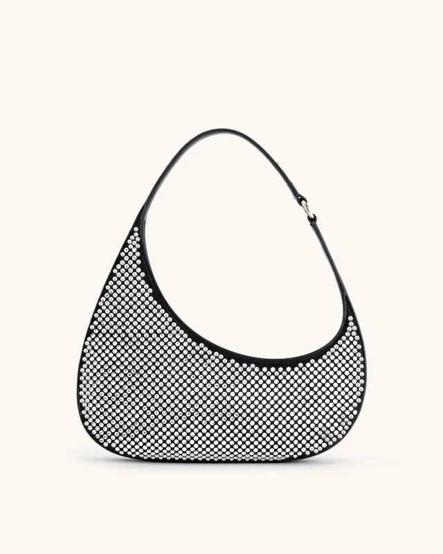 Harlee Artificial Crystal Shoulder Bag - Black sold by JW PEI