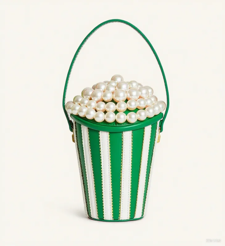 Skylar Faux Pearl Embellished Bucket Bag - Green sold by JW PEI