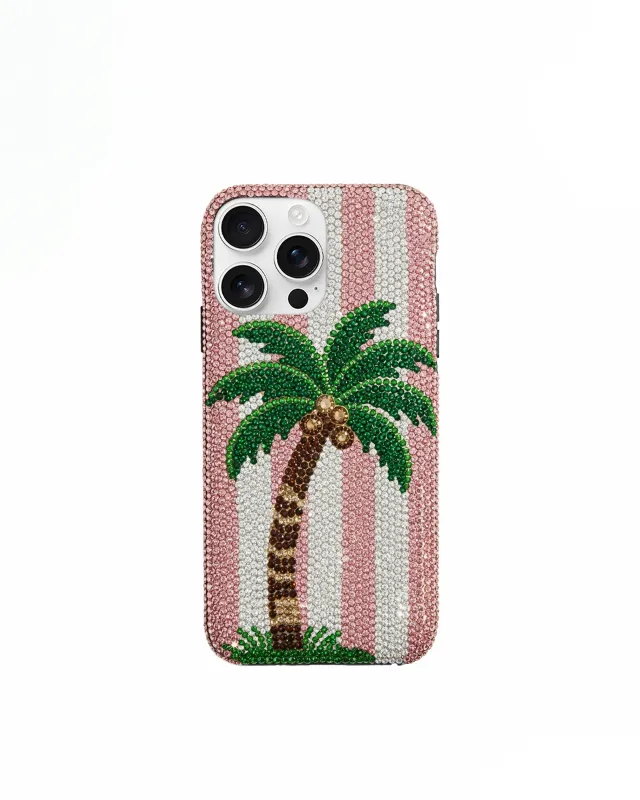 Palm Tree Artificial Crystal Phone Case – Pink sold by JW PEI