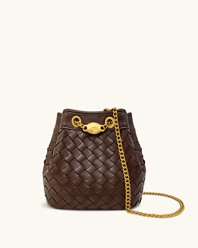 Yara Hand-Woven Bucket Bag - Dark Brown sold by JW PEI