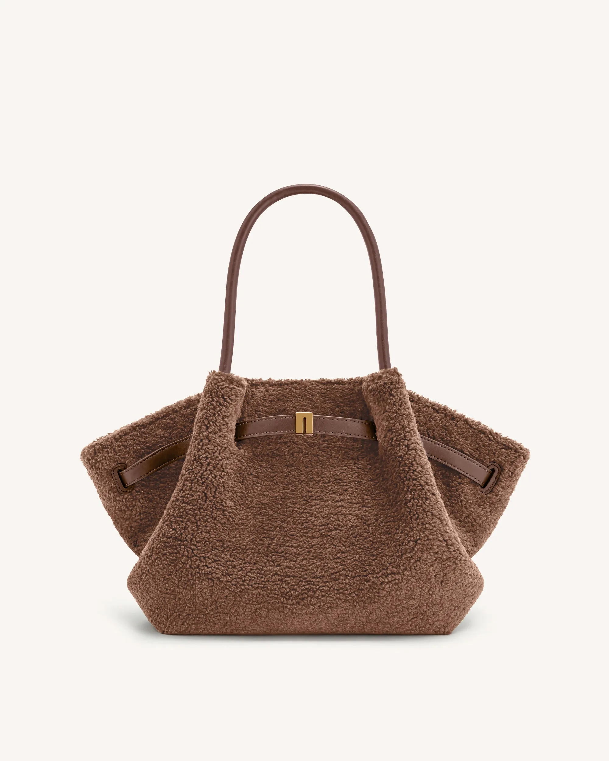 Hana Medium Faux Fur Tote Bag - Coffee Brown sold by JW PEI