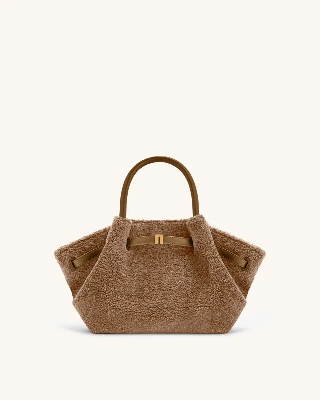 Hana Mini Faux Fur Tote Bag - Camel Brown sold by JW PEI