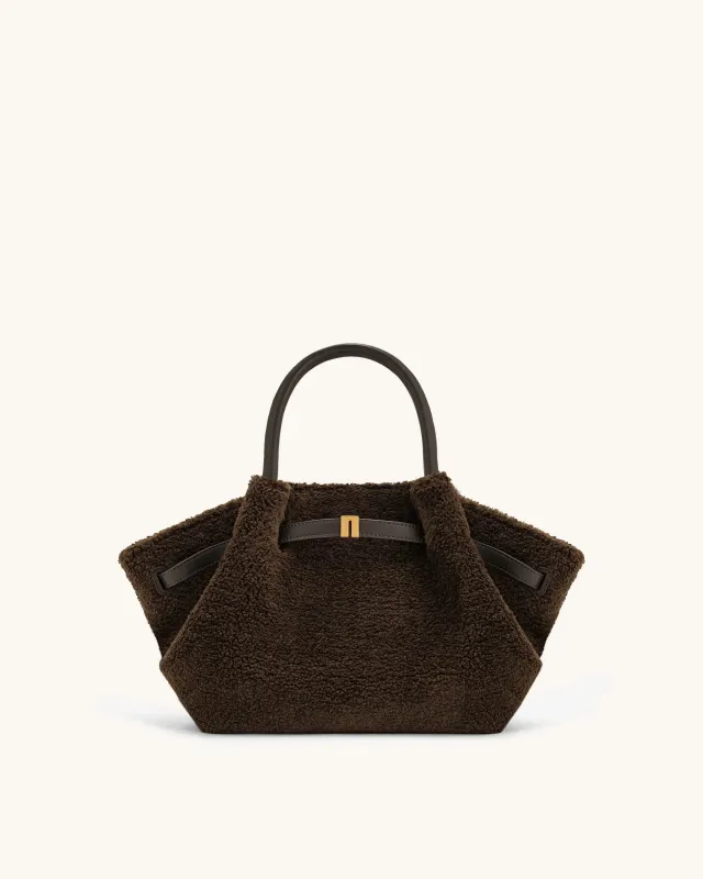 Hana Mini Faux Fur Tote Bag - Dark Brown sold by JW PEI