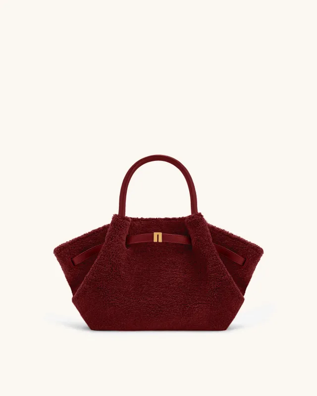Hana Mini Faux Fur Tote Bag - Deep Burgundy sold by JW PEI