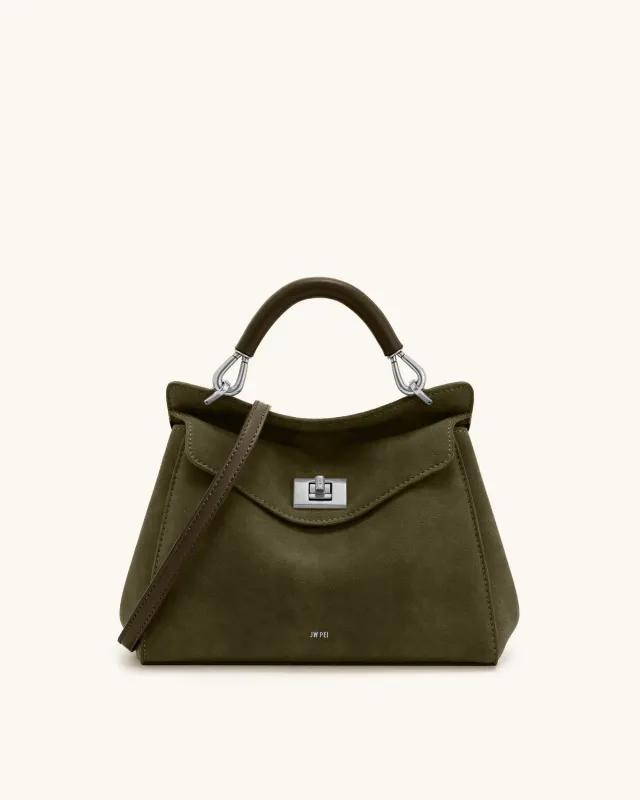 Lucia Classic Faux Suede Top Handle Bag - Dark Olive sold by JW PEI