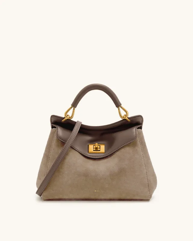 Lucia Classic Faux Suede Top Handle Bag - Taupe sold by JW PEI