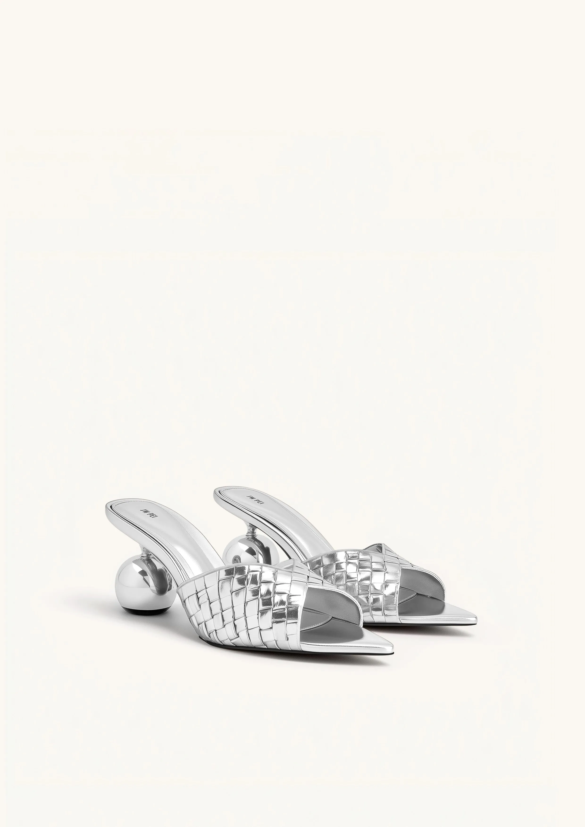 Ellie Braided Sphere Heel Mules - Silver sold by JW PEI