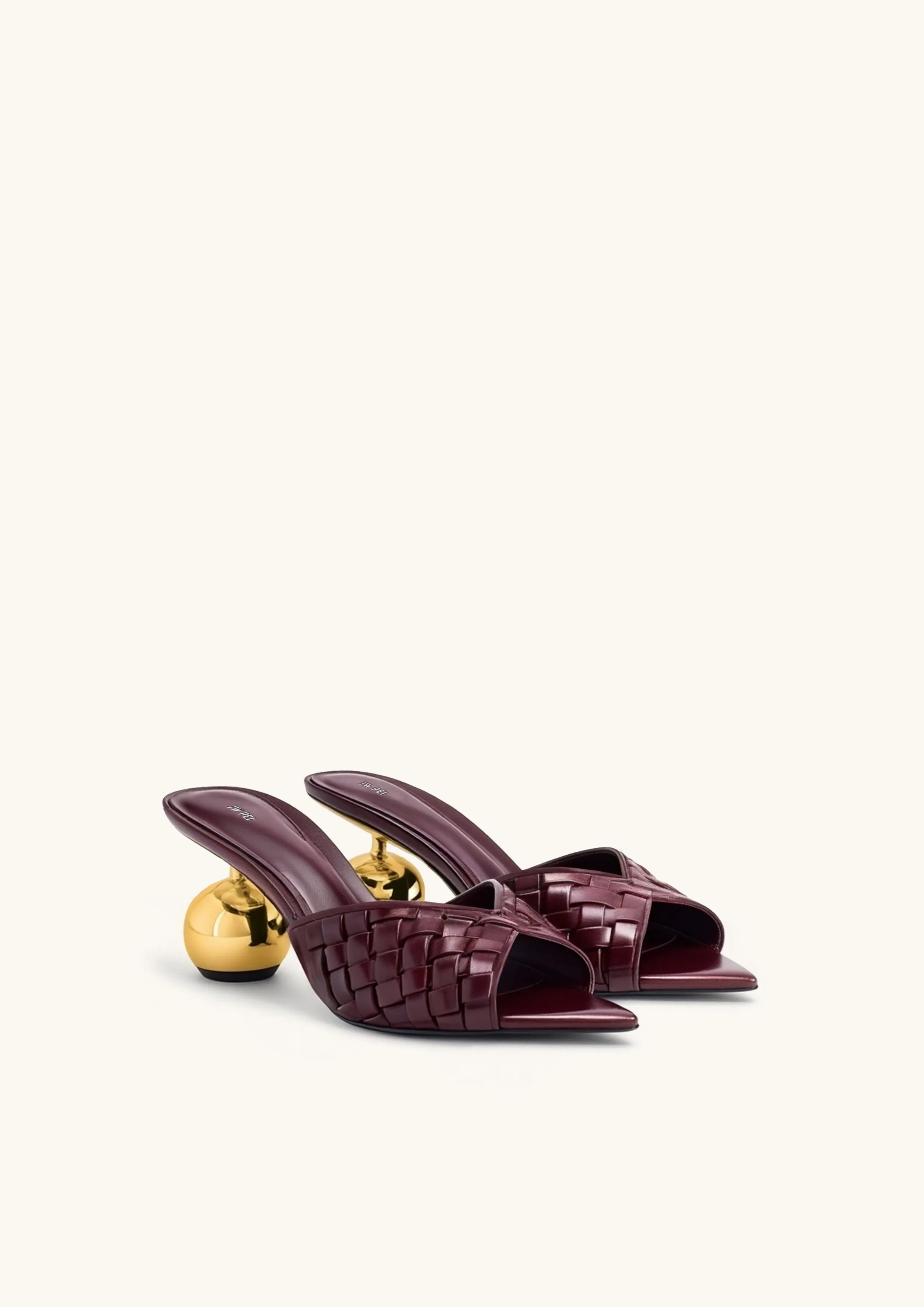 Ellie Braided Sphere Heel Mules - Burgundy sold by JW PEI