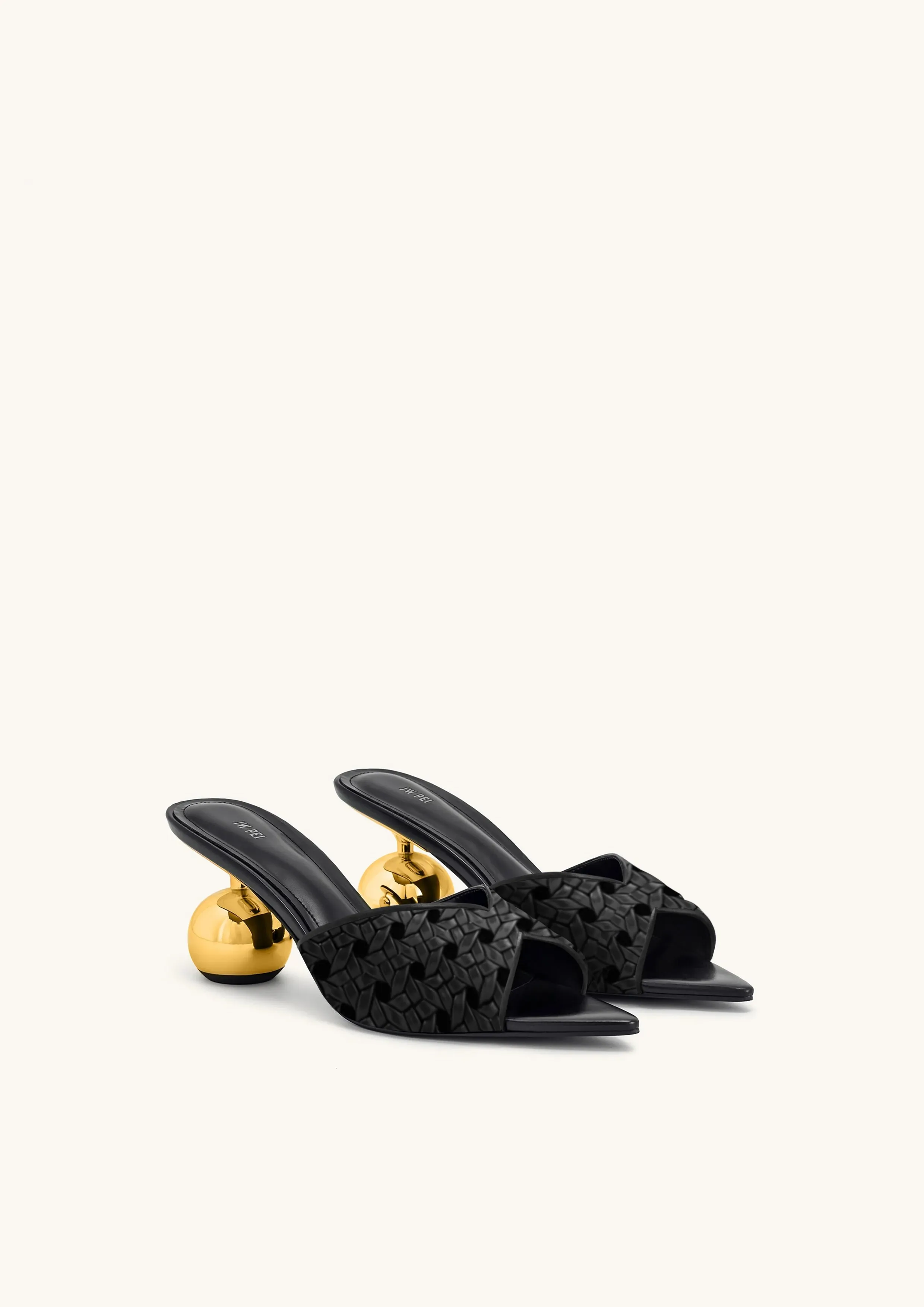 Ellie Woven Sphere Heel Mules - Black sold by JW PEI