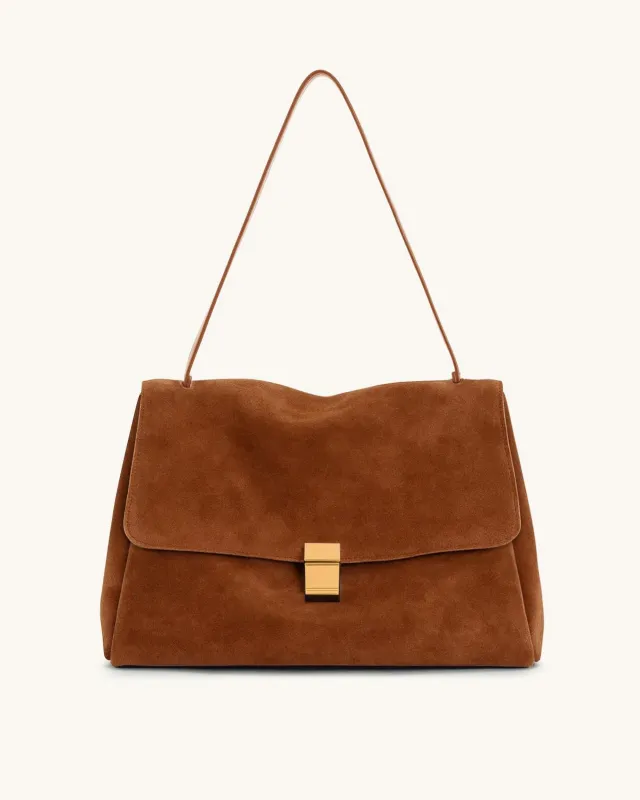 Hilary Faux Suede Shoulder Bag - Brown sold by JW PEI