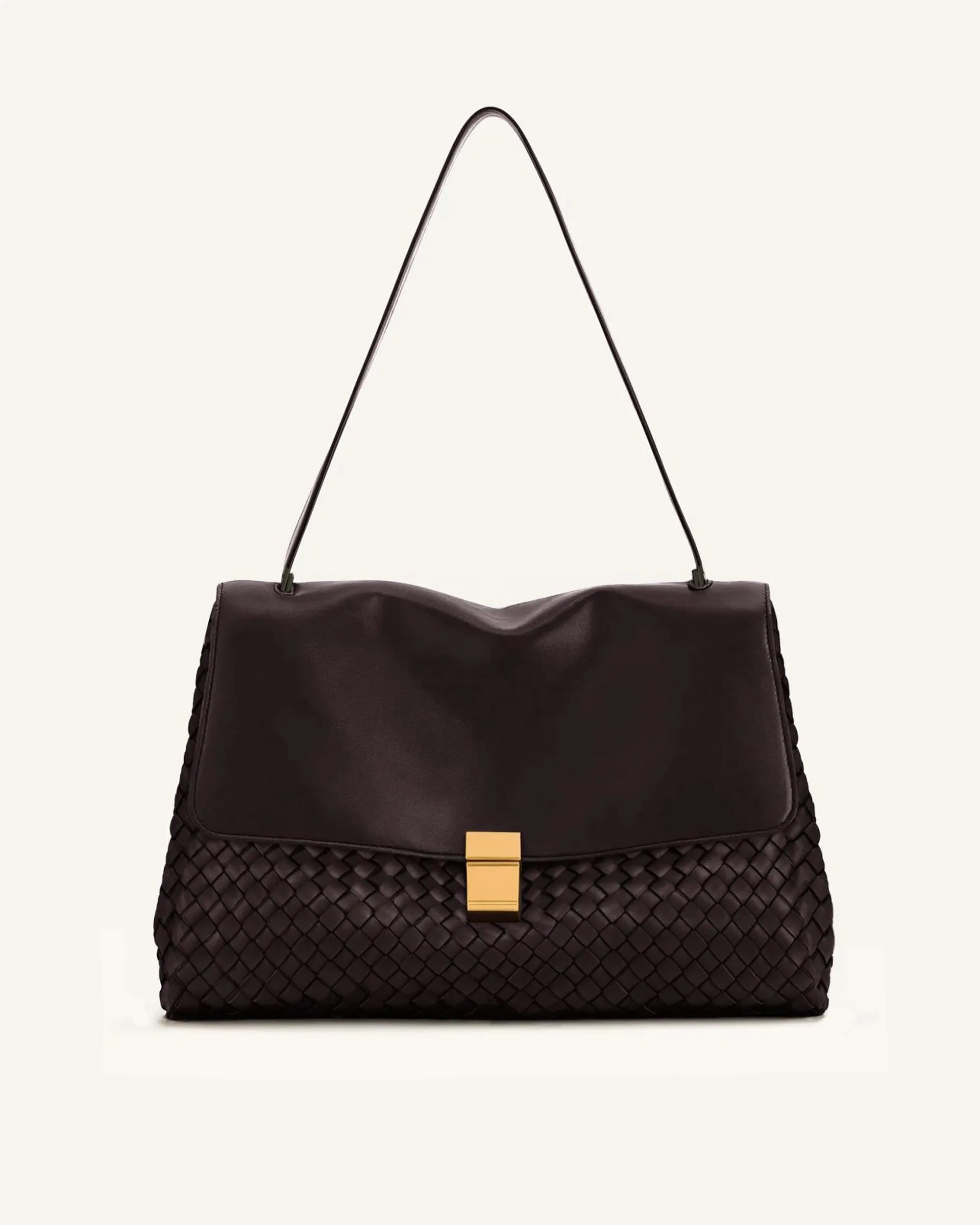 Hilary Woven Shoulder Bag - Dark Brown sold by JW PEI
