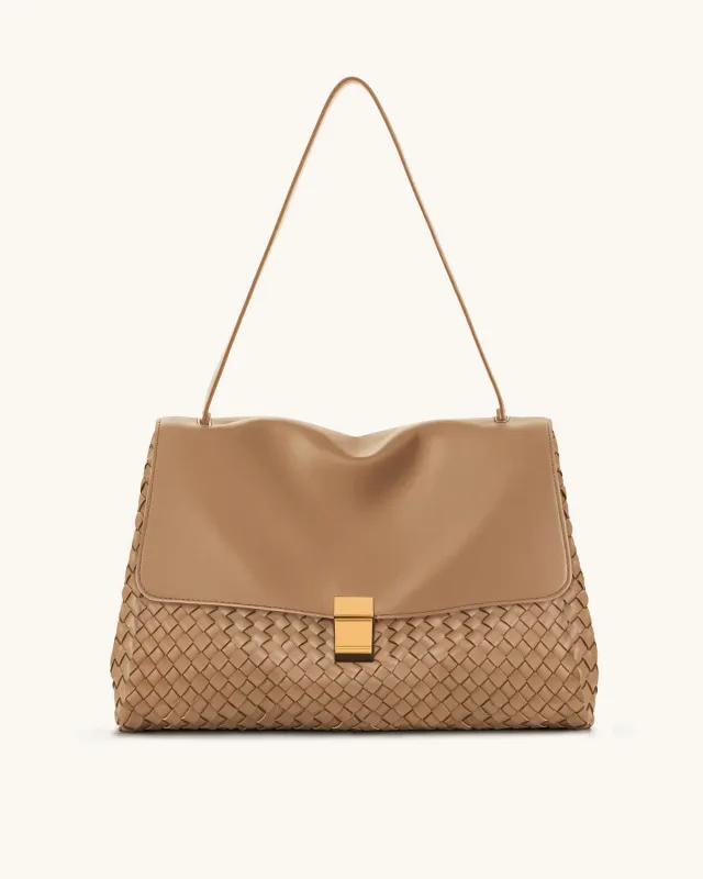 Hilary Woven Shoulder Bag - Camel sold by JW PEI