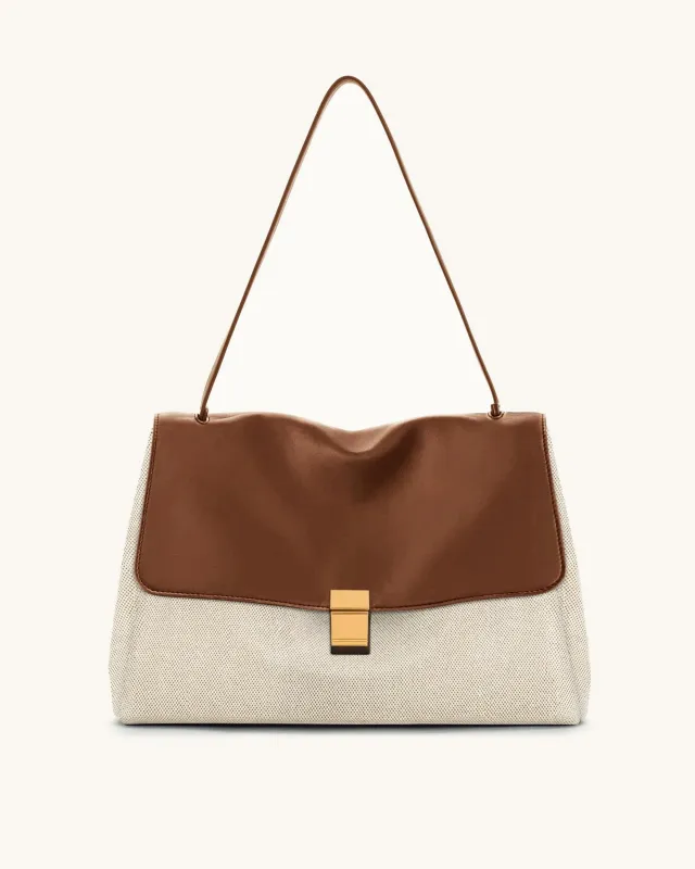 Hilary Shoulder Bag - Brown Canvas made by JW PEI