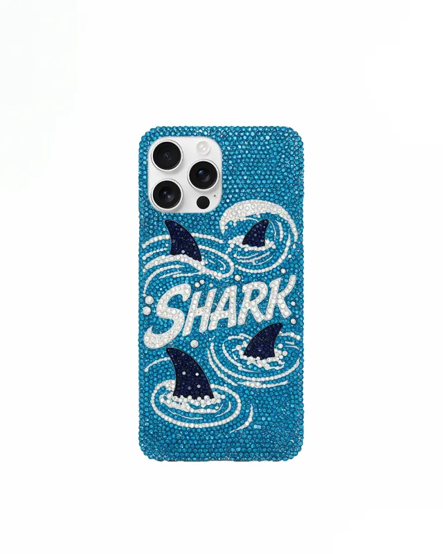 Shark Blue Artificial Crystal Phone Case – Blue sold by JW PEI