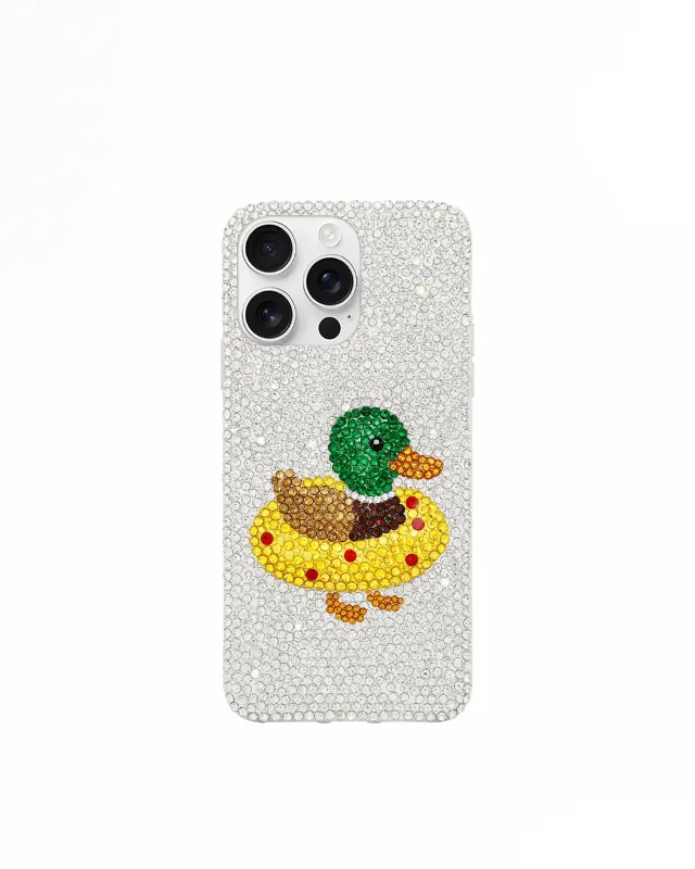 Duck Float Artificial Crystal Phone Case – White sold by JW PEI