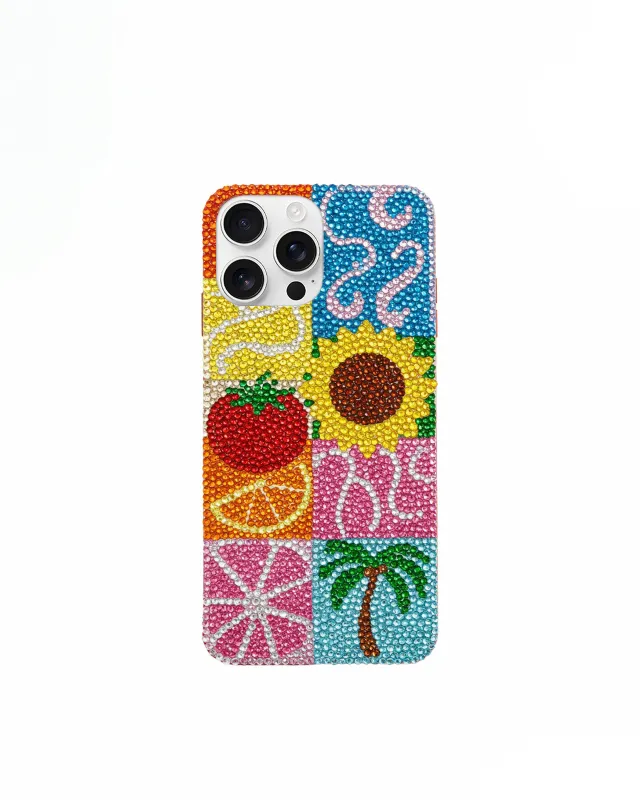 Colorful Artificial Crystal Mosaic Phone Case – Blue sold by JW PEI