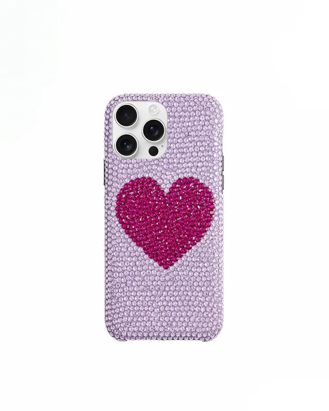 Artificial Crystal Heart Phone Case – Purple sold by JW PEI
