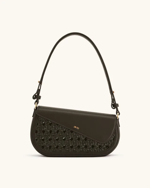 Addisyn Cutout Woven Shoulder Bag - Olive Green sold by JW PEI