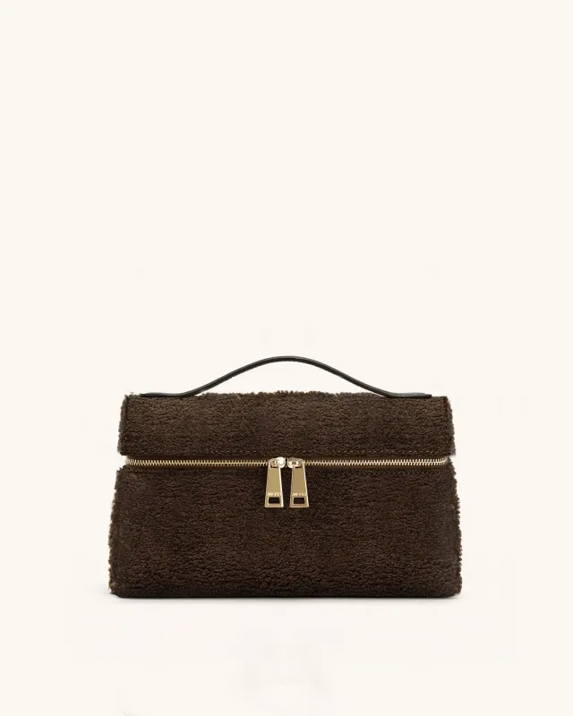 Thea Faux Fur Top Handle Bag - Mocha Brown sold by JW PEI