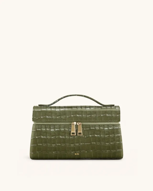 Thea Croc-Embossed Top Handle Bag - Olive Green sold by JW PEI