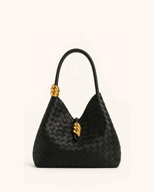 Chloe Woven Twist Handle Bag - Black sold by JW PEI
