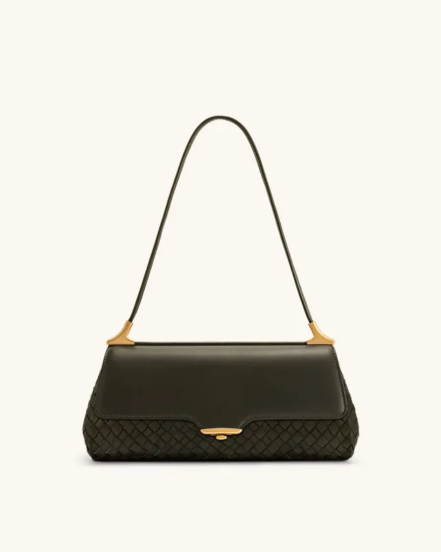 Eloise Woven Shoulder Bag - Olive Green sold by JW PEI