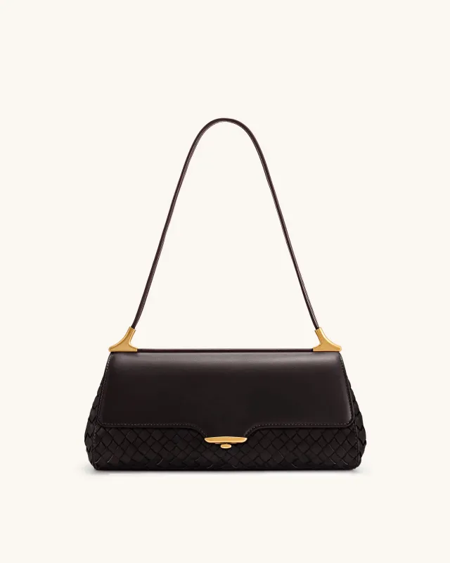 Eloise Woven Shoulder Bag - Dark Brown sold by JW PEI
