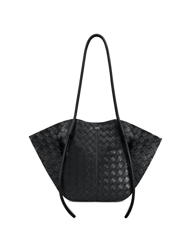 Nala Wide Weave Texture Tote Bag - Black sold by JW PEI