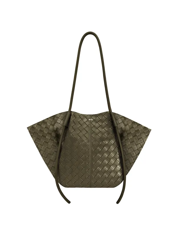Nala Wide Weave Texture Tote Bag - Olive Green sold by JW PEI
