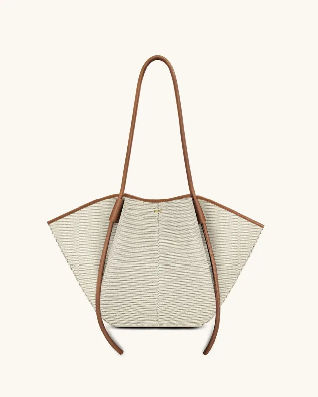 Nala Wide Tote Bag - Brown Canvas sold by JW PEI