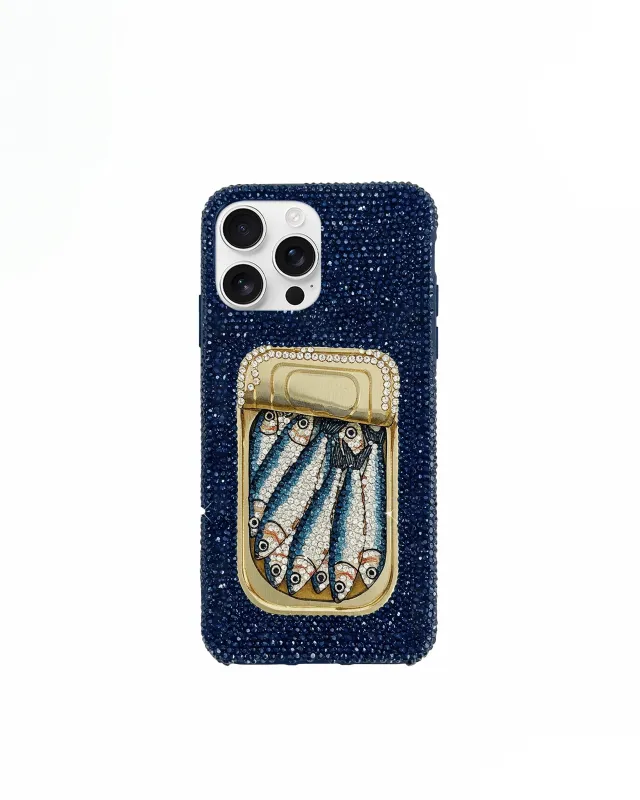 Sardine Tin Artificial Crystal Phone Case - Blue sold by JW PEI