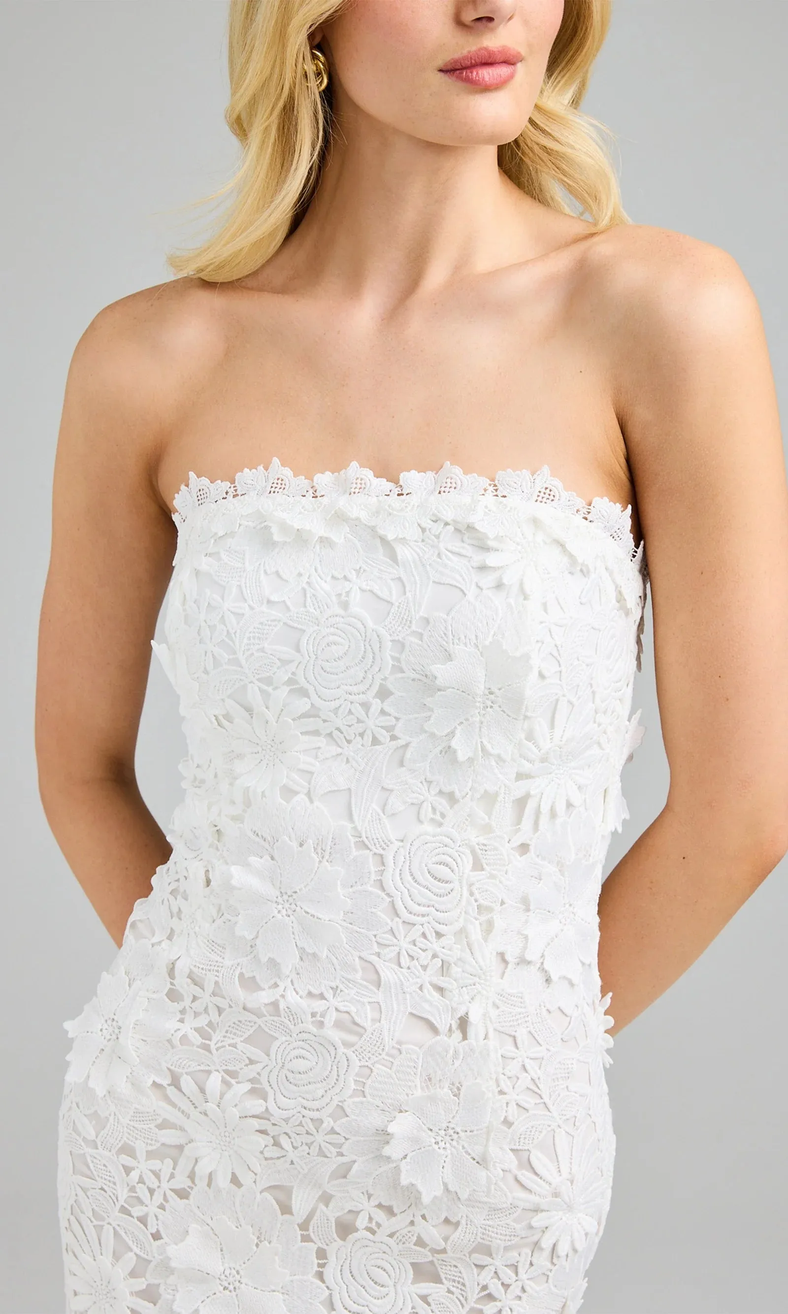 Floral Lace Strapless Gown – White sold by JW PEI product image thumbnail 2