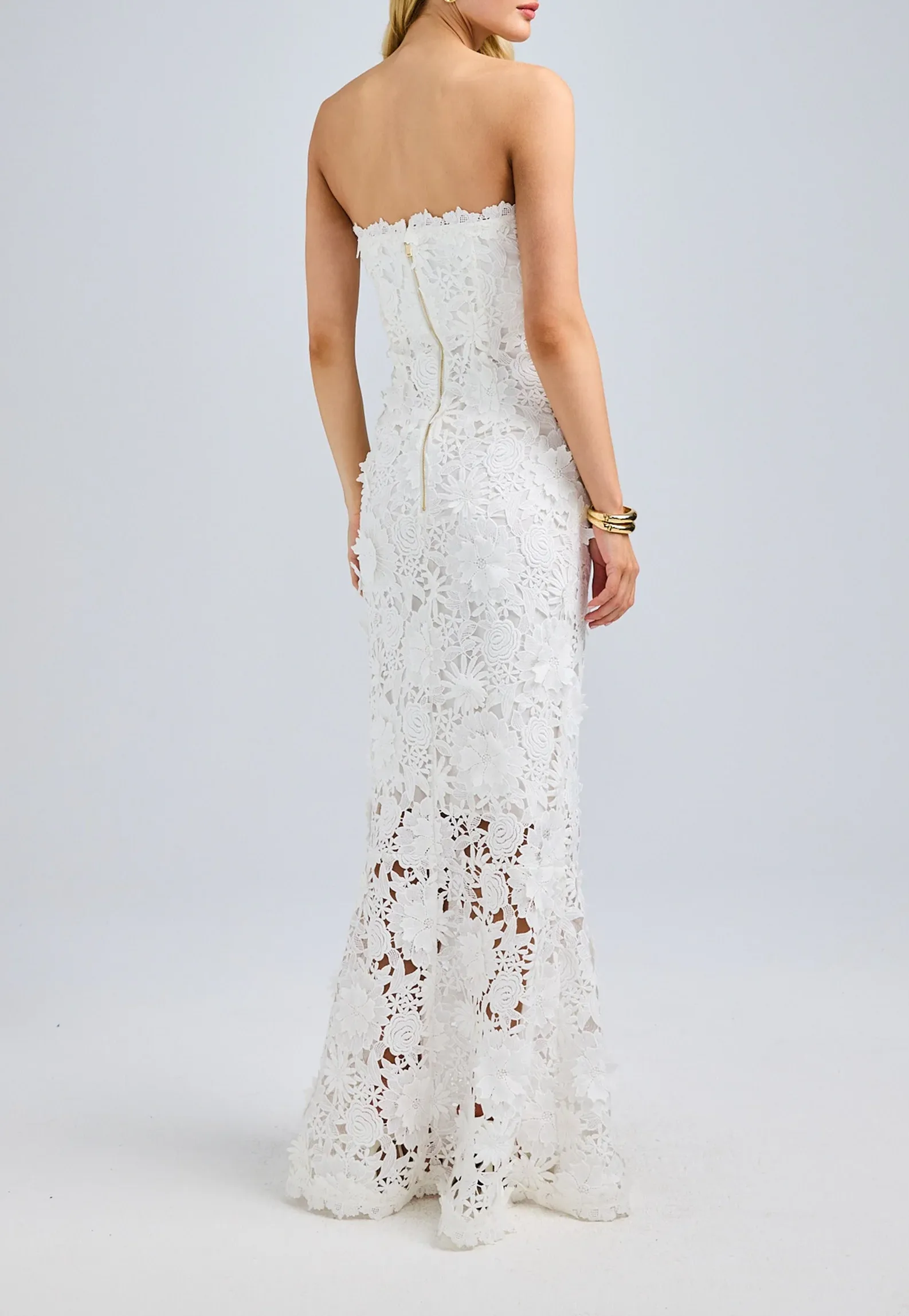 Floral Lace Strapless Gown – White sold by JW PEI product image thumbnail 3