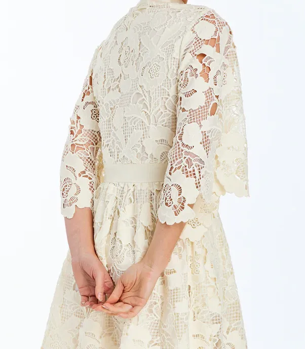 Floral Lace Kimono Sleeve Dress – Ivory sold by JW PEI product image thumbnail 2
