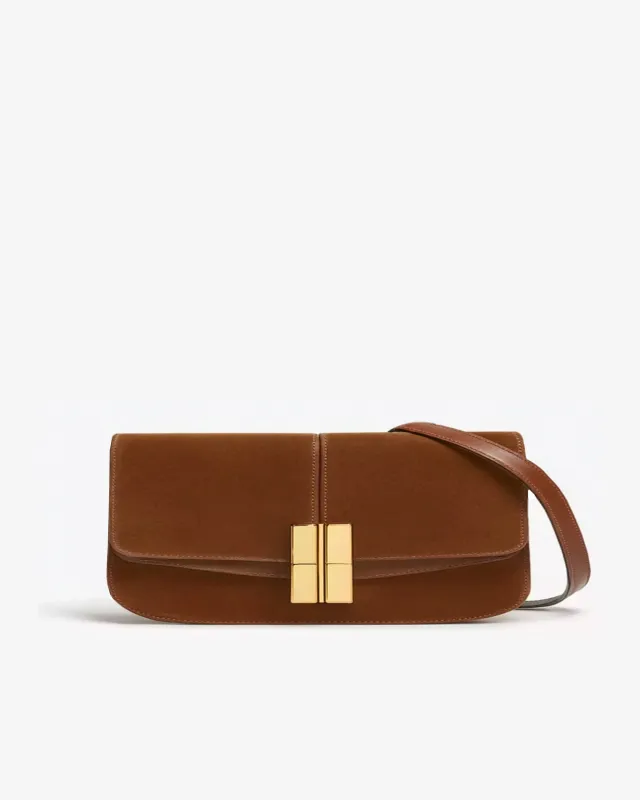 Ava Faux Suede Crossbody Bag - Brown sold by JW PEI