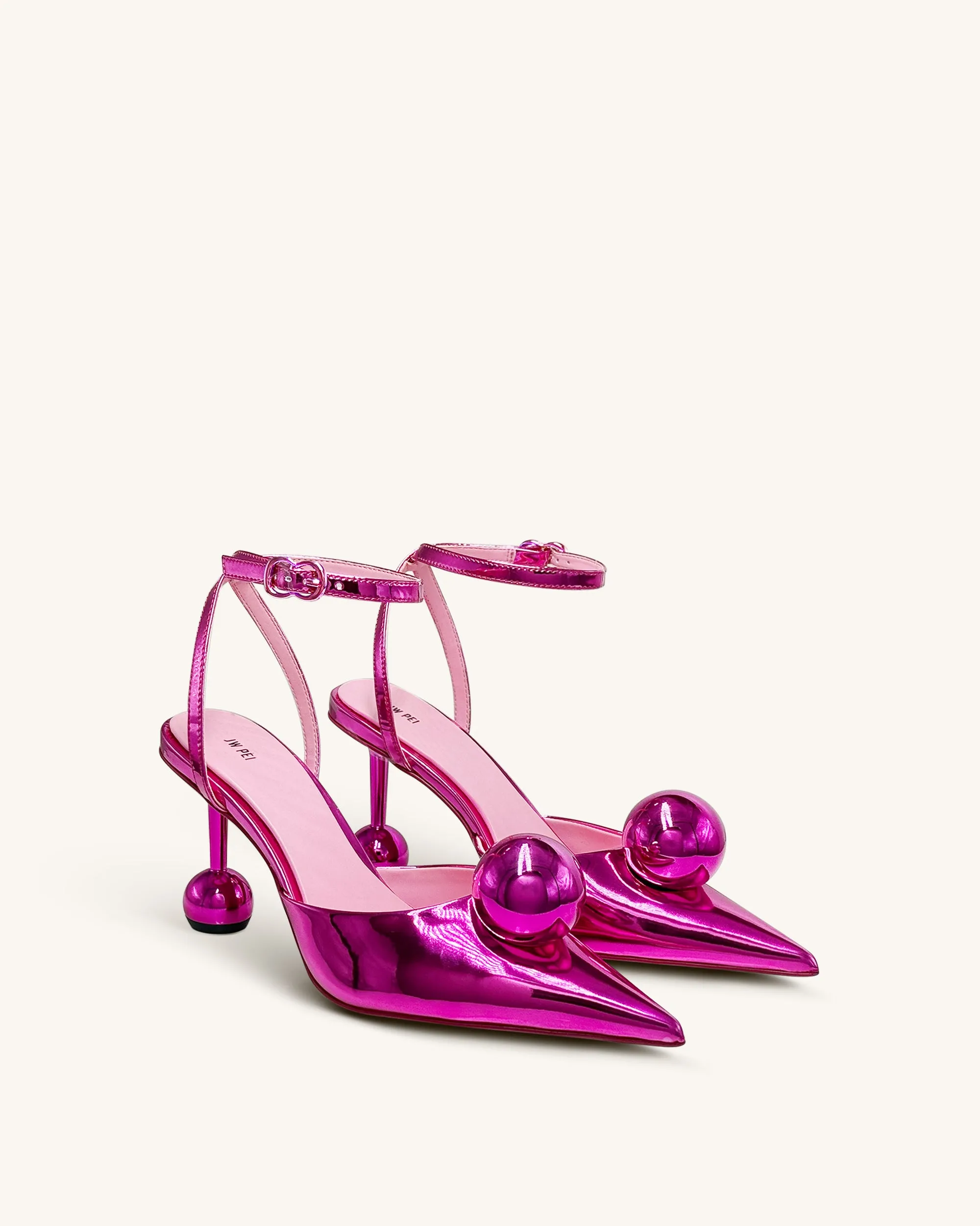 Sofia Ankle Strap Sphere Heel Pumps - Rose Red sold by JW PEI product image thumbnail 2