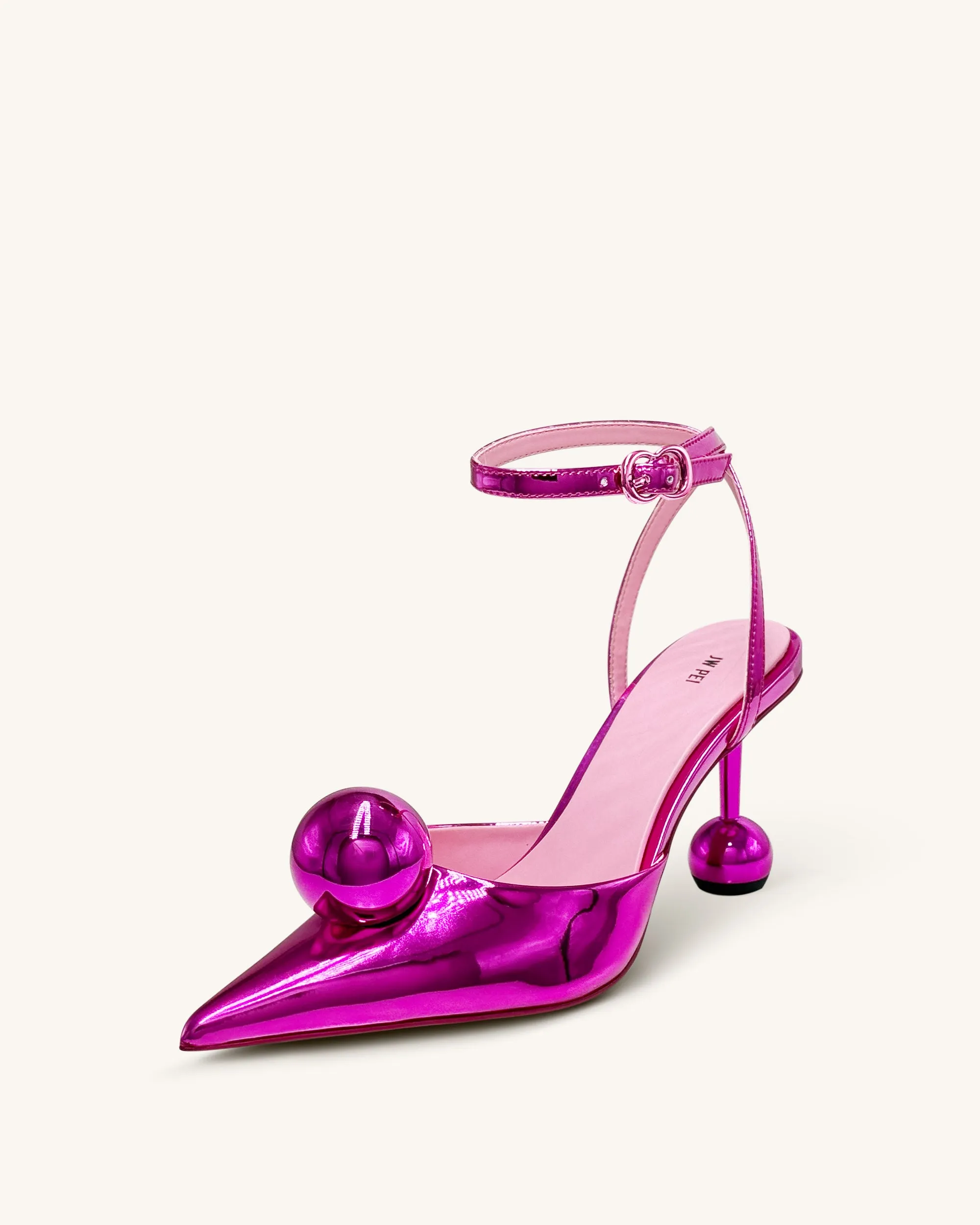 Sofia Ankle Strap Sphere Heel Pumps - Rose Red sold by JW PEI product image thumbnail 3