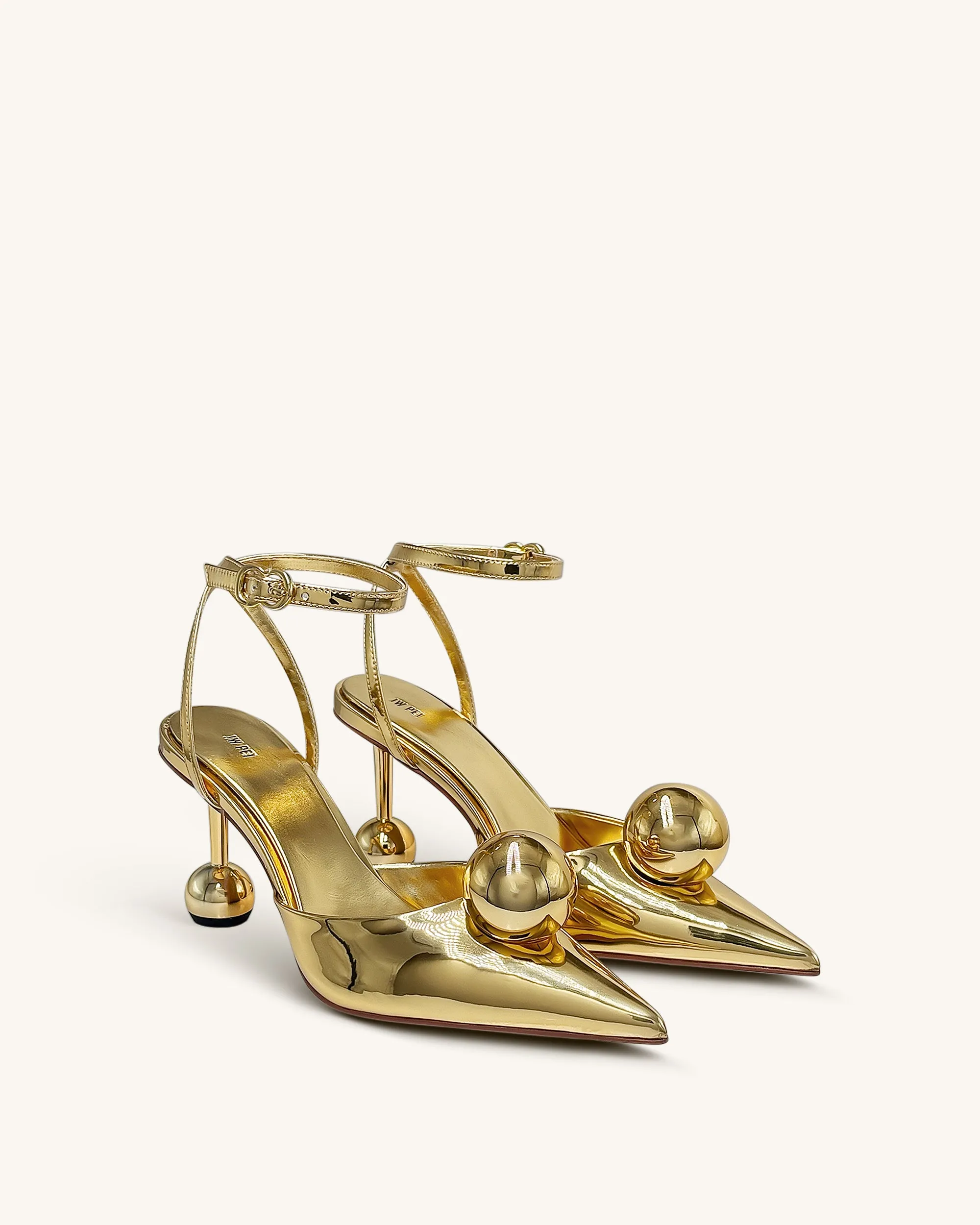 Sofia Ankle Strap Sphere Heel Pumps - Gold sold by JW PEI product image thumbnail 2